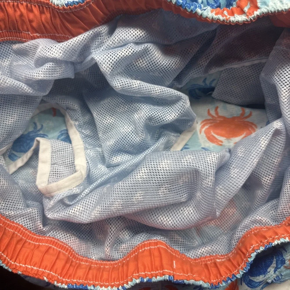 Peter Millar Seaside Swim Trunks Lined Crab Print Mens Size XXL 8